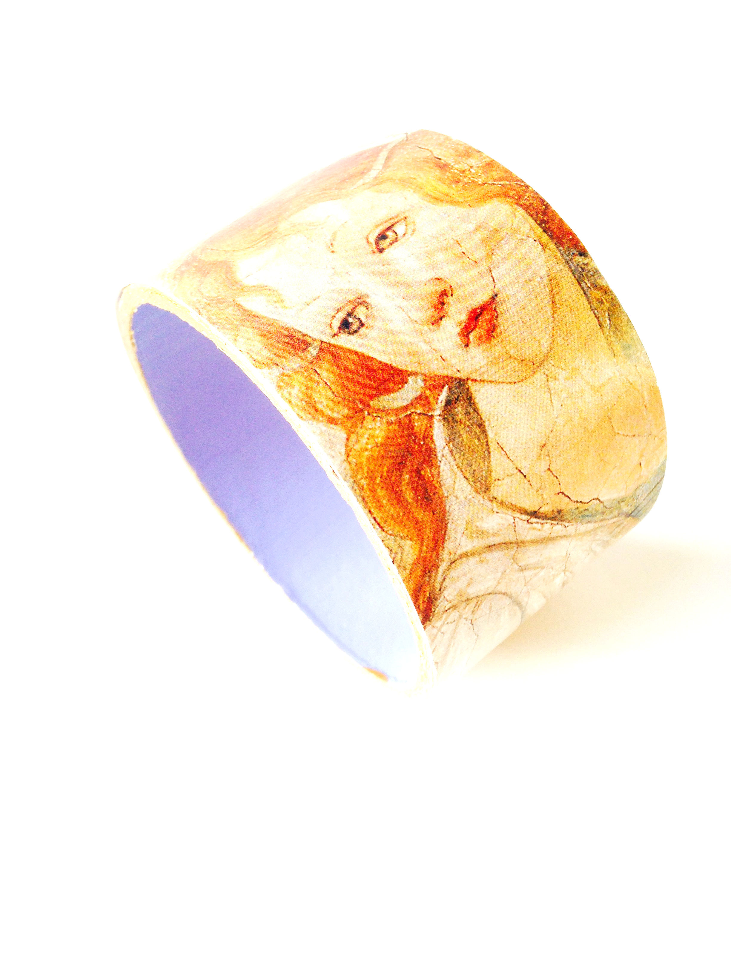 Bracelet manchette BOTTICELLI en carton peint pastel mauve