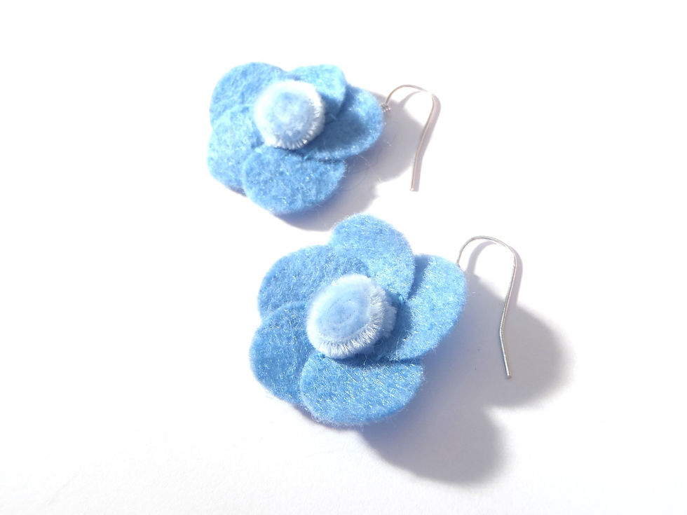 Thumbnail: Boucles FLEURS BLEUES en feutrine