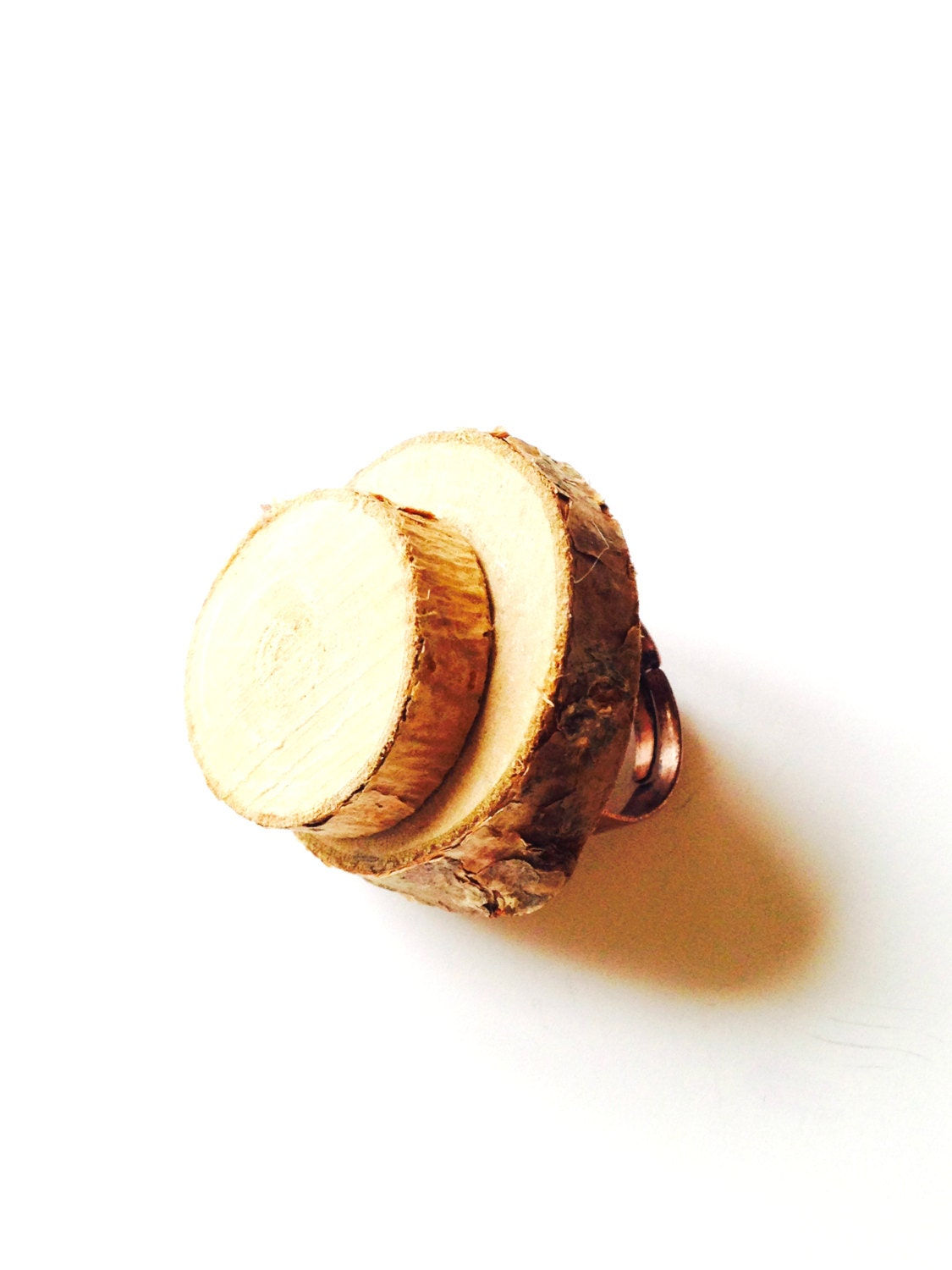 Bague ONE TWO TREE rondelles de bois avec écorce