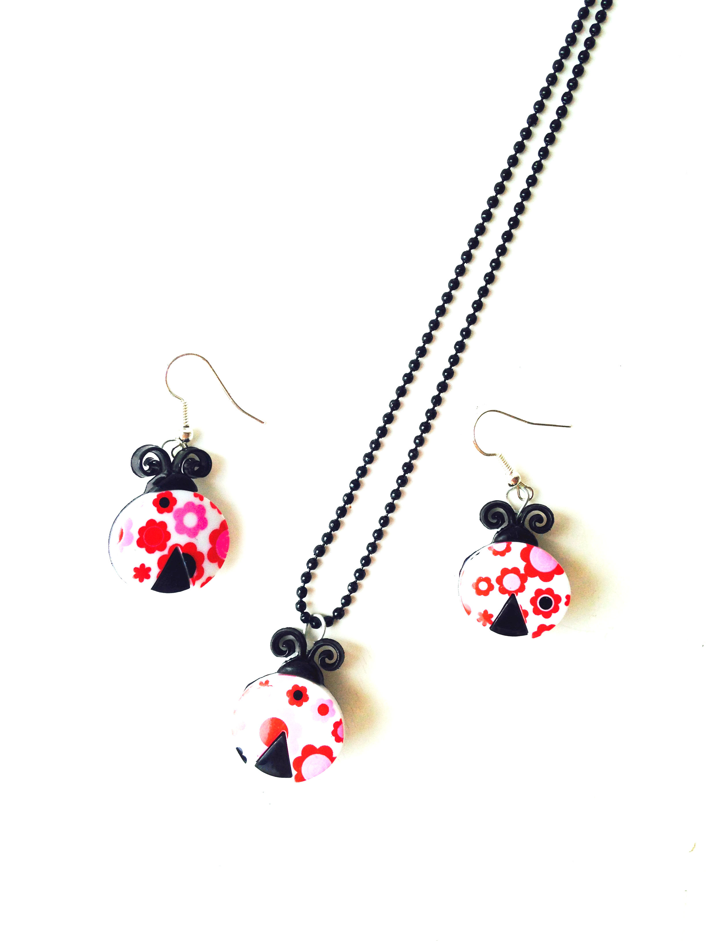Parure COCCI-SIXTIES coccinelles roses fleurs sixties