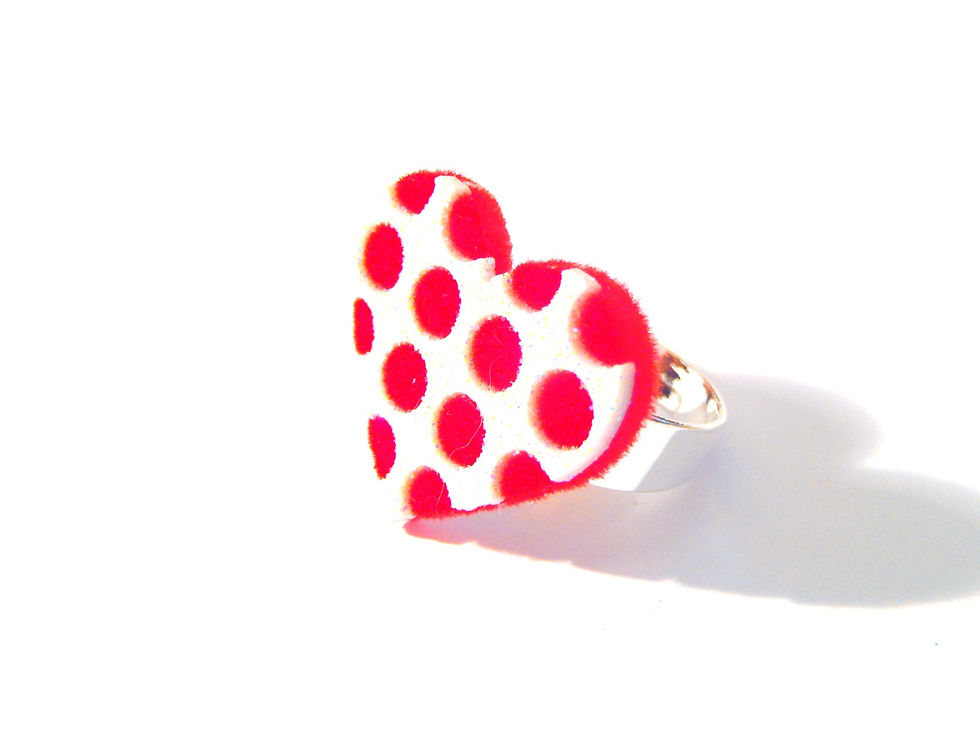 Thumbnail: Bague MON P'TIT COEUR à pois rouges 