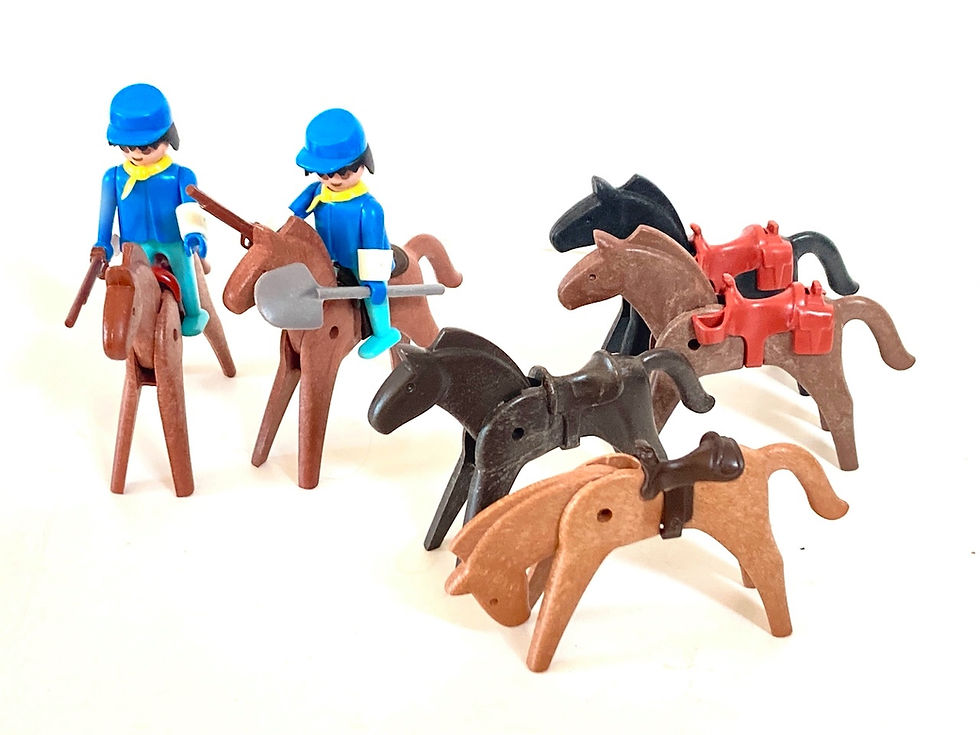Miniature : figurines playmobile chevaux et soldats bivouac indien années 80 saucisse mercerie