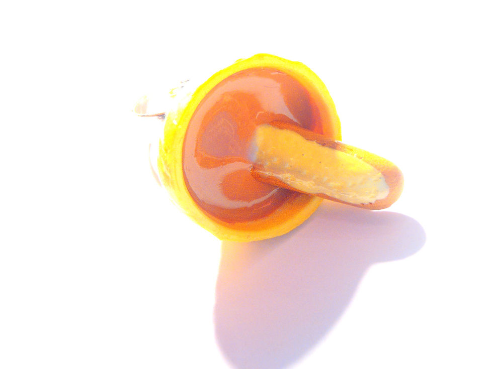 Thumbnail: Bague Le GRAND BOL de CHOCOLAT CHAUD  tartine baguette miniature