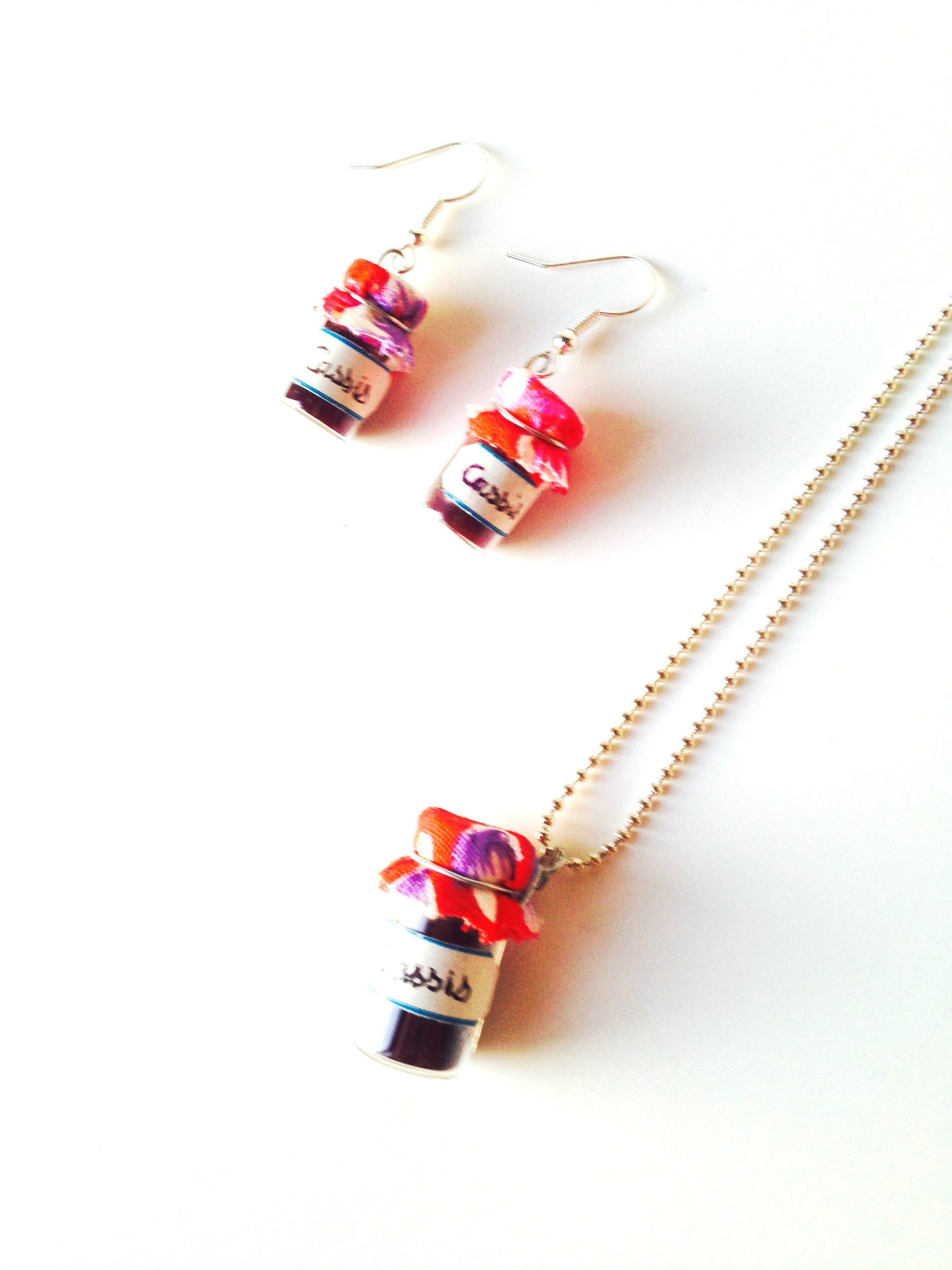 Parure de bijoux CONFITURE DE CASSIS 2 pièces boucles + sautoir