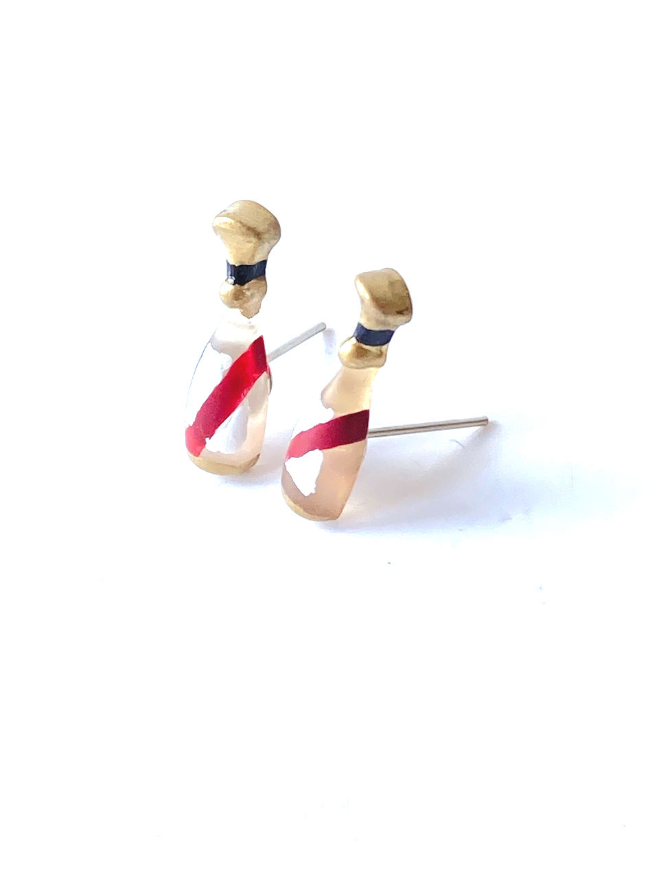 Thumbnail: Puces d'oreilles MINI BOUTEILLES DE CHAMP, peintes à la main