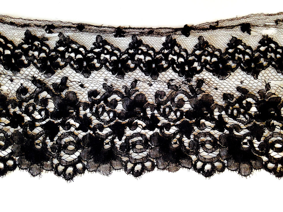 dentelle noire elastique tres ancienne vintage saucisse mercerie