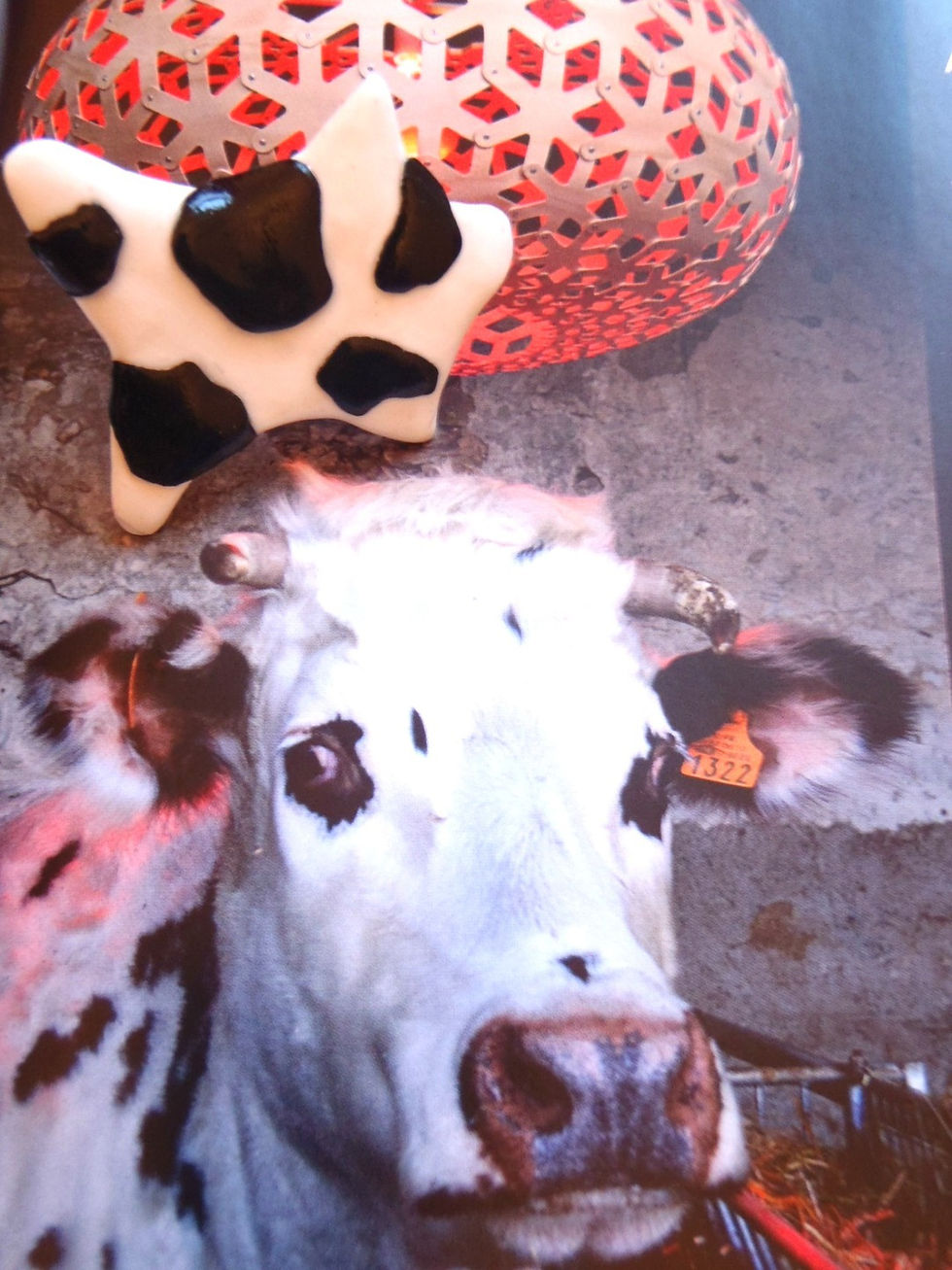 Thumbnail: Bague ajustable PEAU DE VACHE blanc noir en pâte polymère