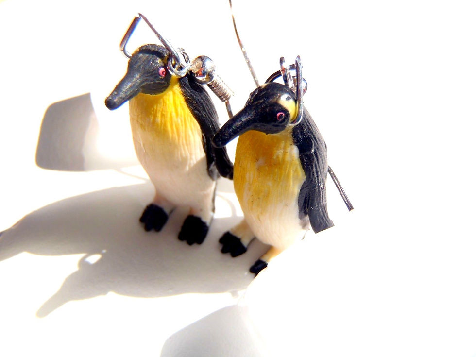 Thumbnail: L'ANTARCTIQUE Boucles d'oreilles 2 PINGOUINS SUR LA BANQUISE, miniatures