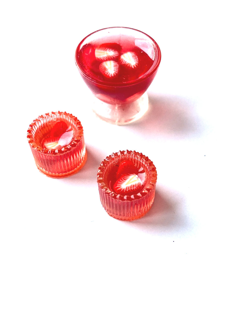 Miniature : Handmade dollhouse minis strawberry mojitos and bowl