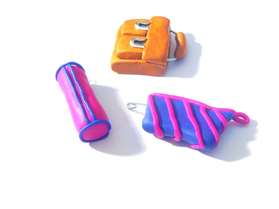 Miniature : Charm breloque trousse d'école miniature rose fuchsia et violet