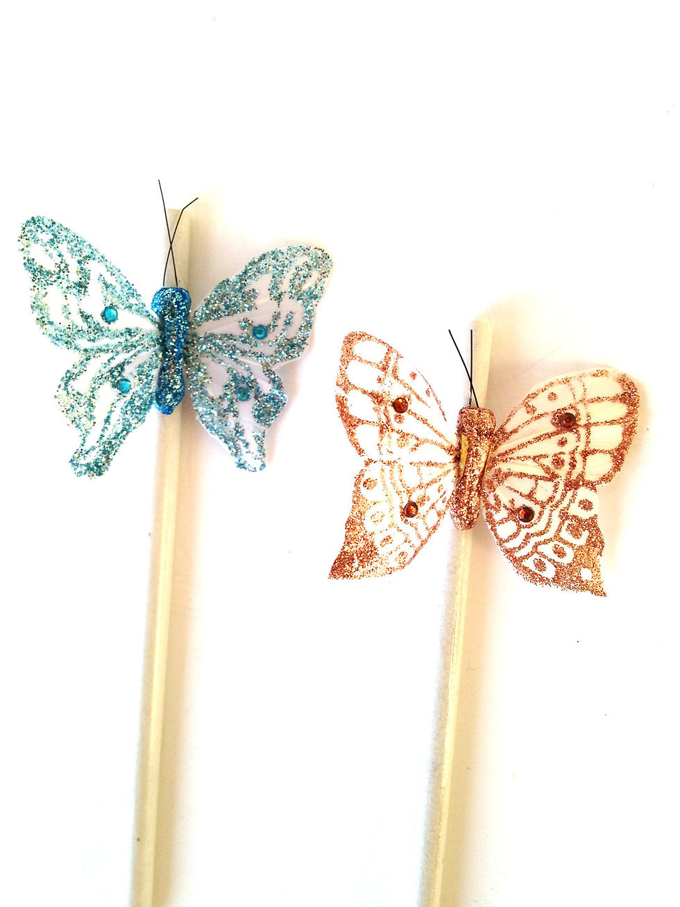 Miniature : Lot de 2 crayons en pâte de papier recyclé, décorés de papillons en plumes