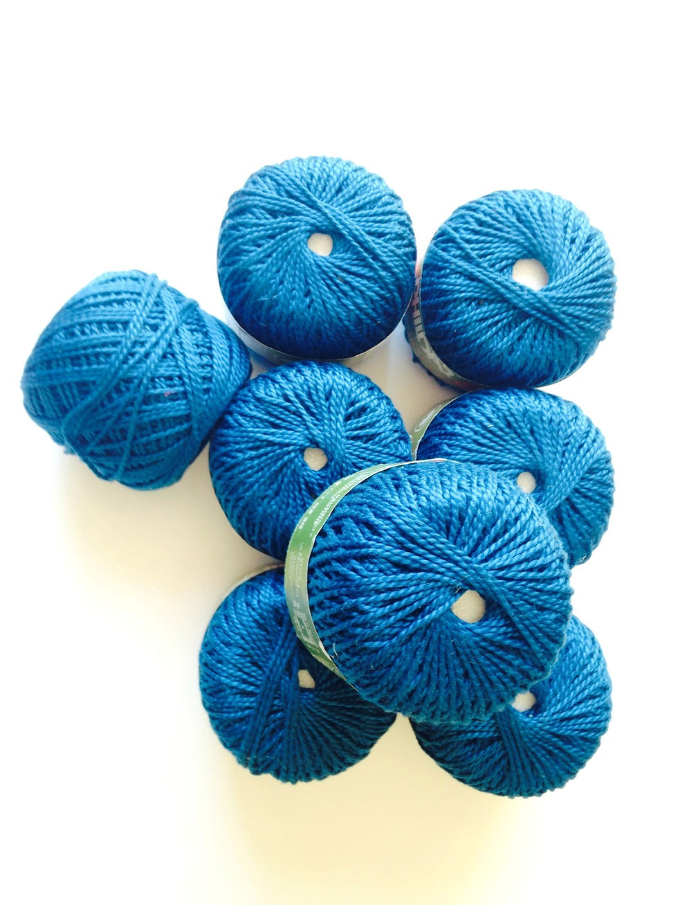 Miniature : Lot 7 pelotes de coton 100% akala bleu canard tricot crochet