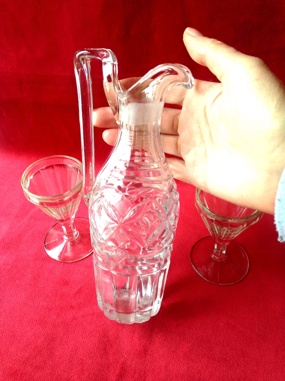 Miniature : Service à Sherry ou à liqueur vintage en verre taillé