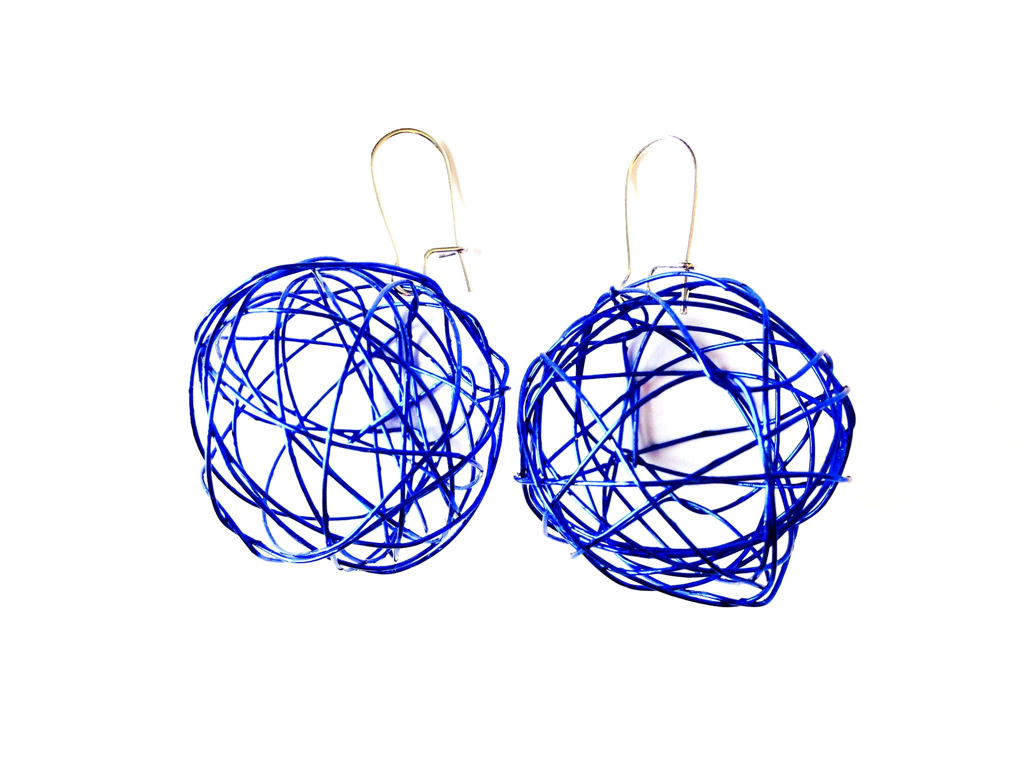 Boucles d'oreilles FOUILLIS sphères bleues avec dormeuses