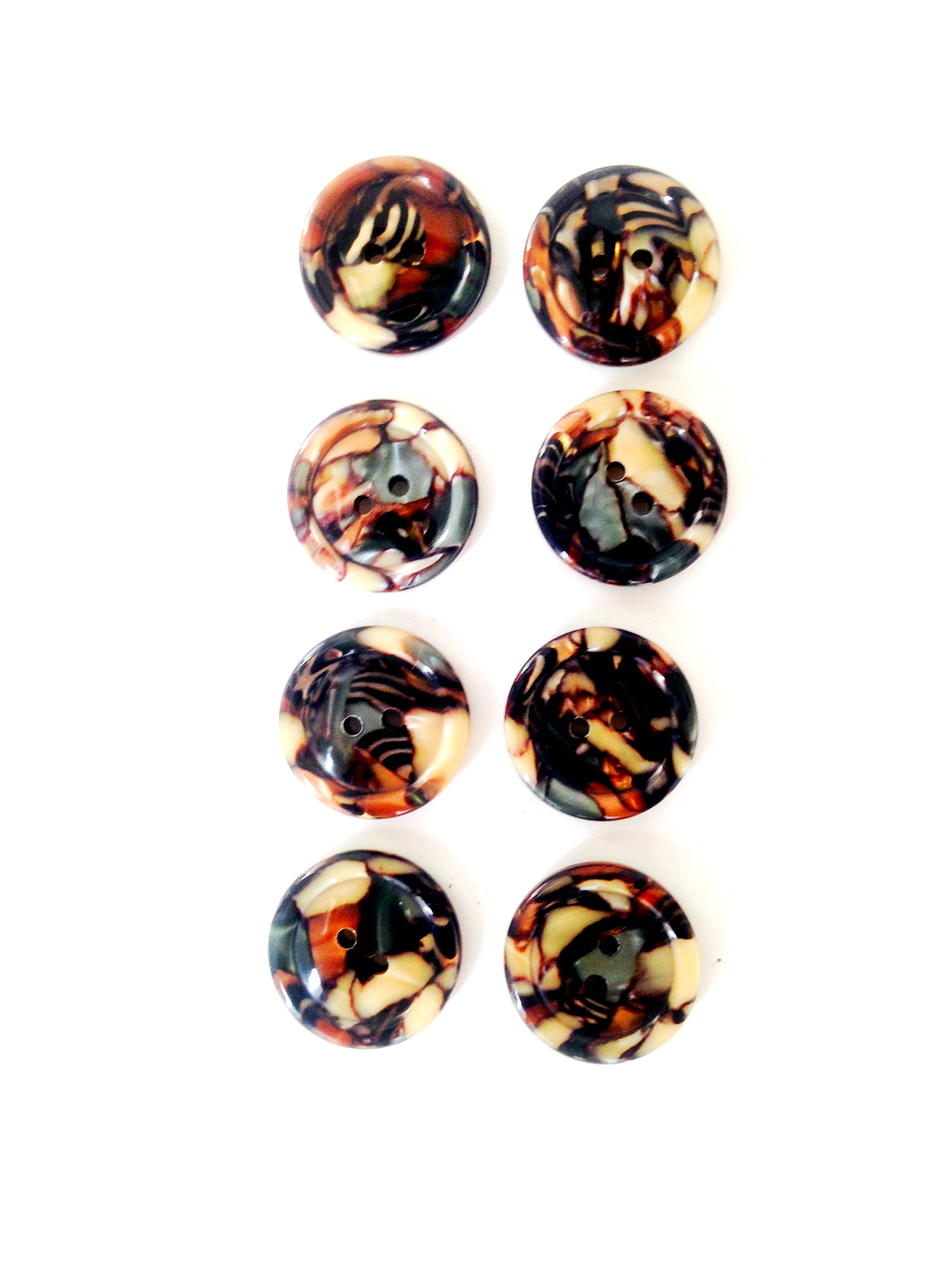 Boutons ronds en résine, taille 2 cm, mosaïque bleu gris