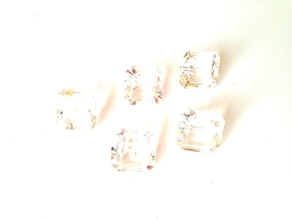 Boutons synthétiques diamants, transparents, lot de 5
