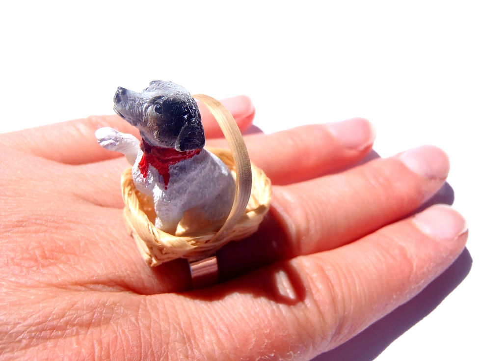 Thumbnail: Bague LA PATTE petit chien mignon qui donne la patte