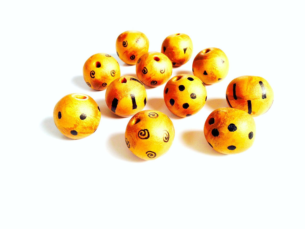 Miniature : Lot de 11 perles dorées faites main pâte polymère, peintes