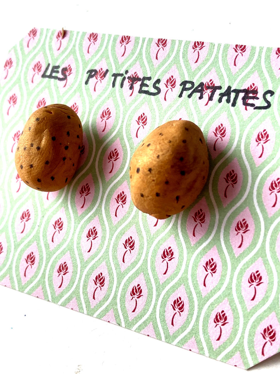 Thumbnail: Puces d'oreilles Les P'TITES PATATES miniatures dorées craquantes