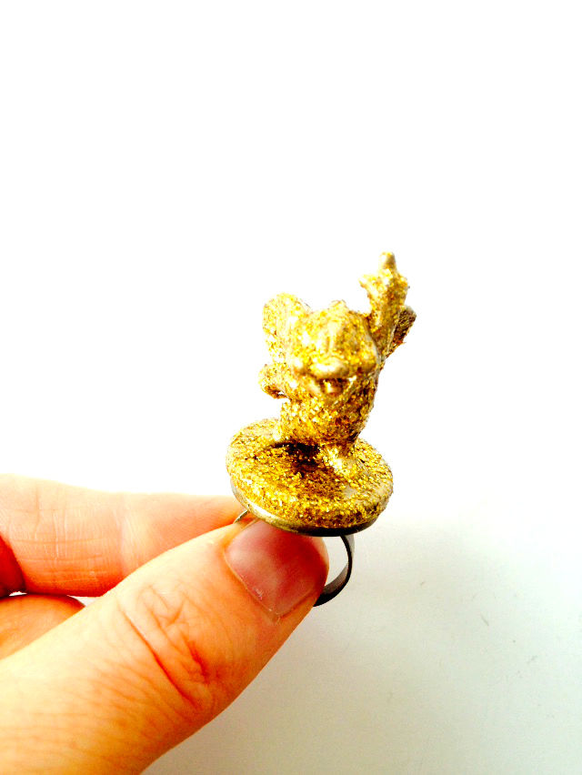 Thumbnail: Bague PIP PIP yeah !! souris miniature dorée pailletée