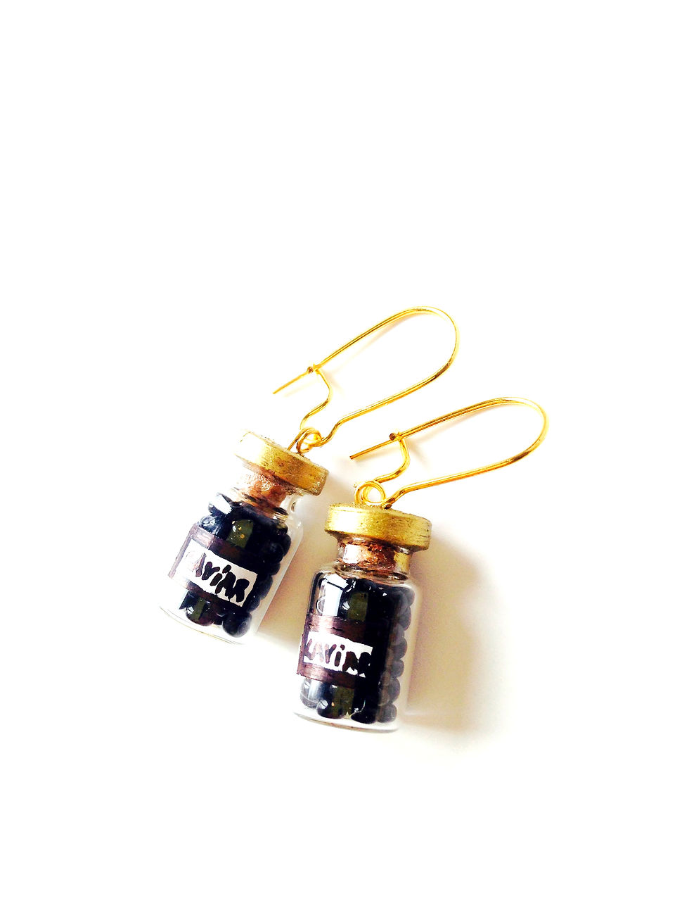 Thumbnail: Boucles d'oreilles CAVIAR DAYS petits pots miniatures de caviar