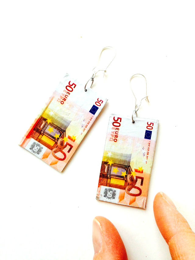 Thumbnail: Boucles d'oreilles LES EUROS miniatures 50 euros 