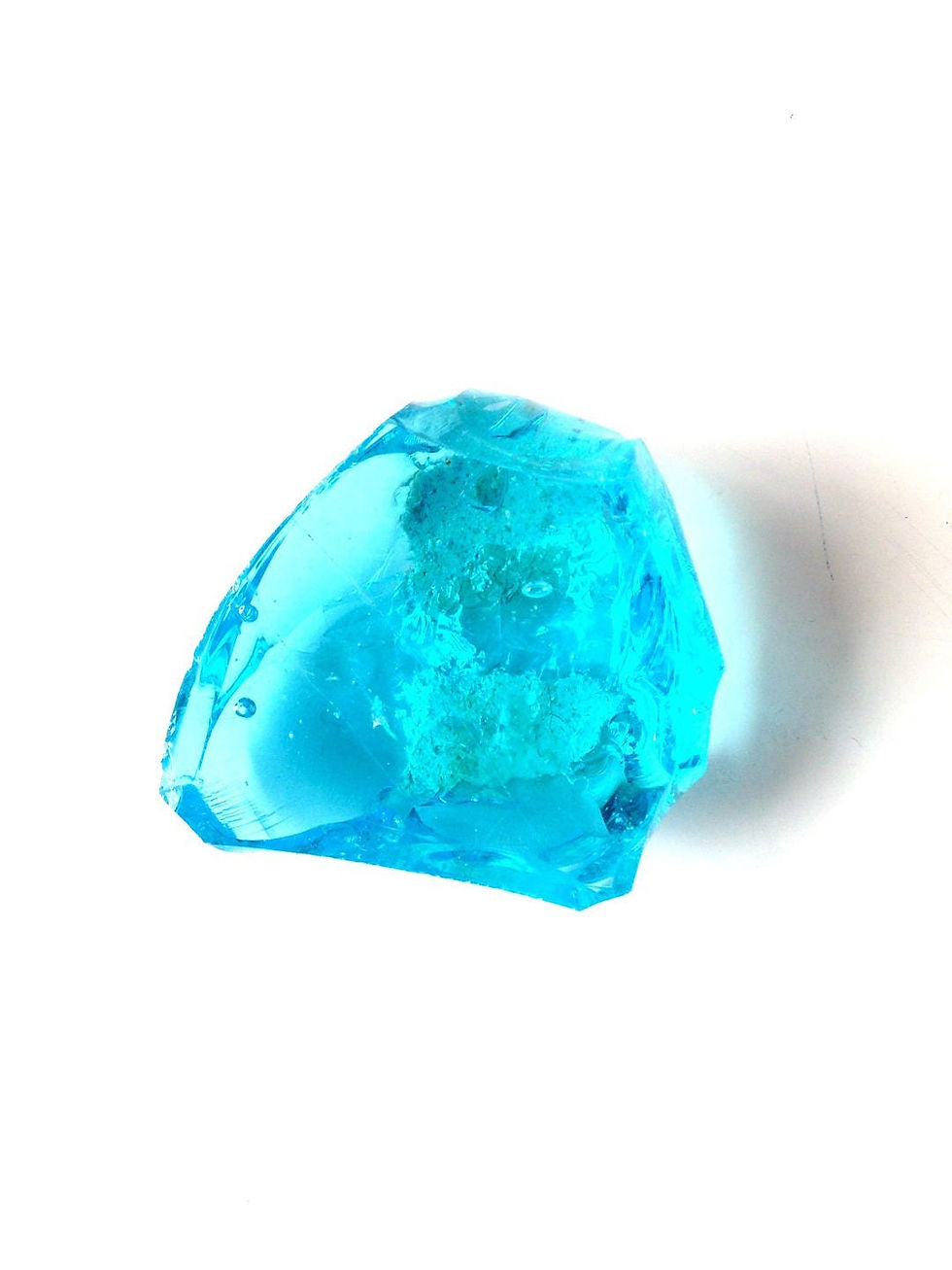 Thumbnail: PIERRE TURQUOISE, en verre bleu turquoise transparent, décoratif presse papier