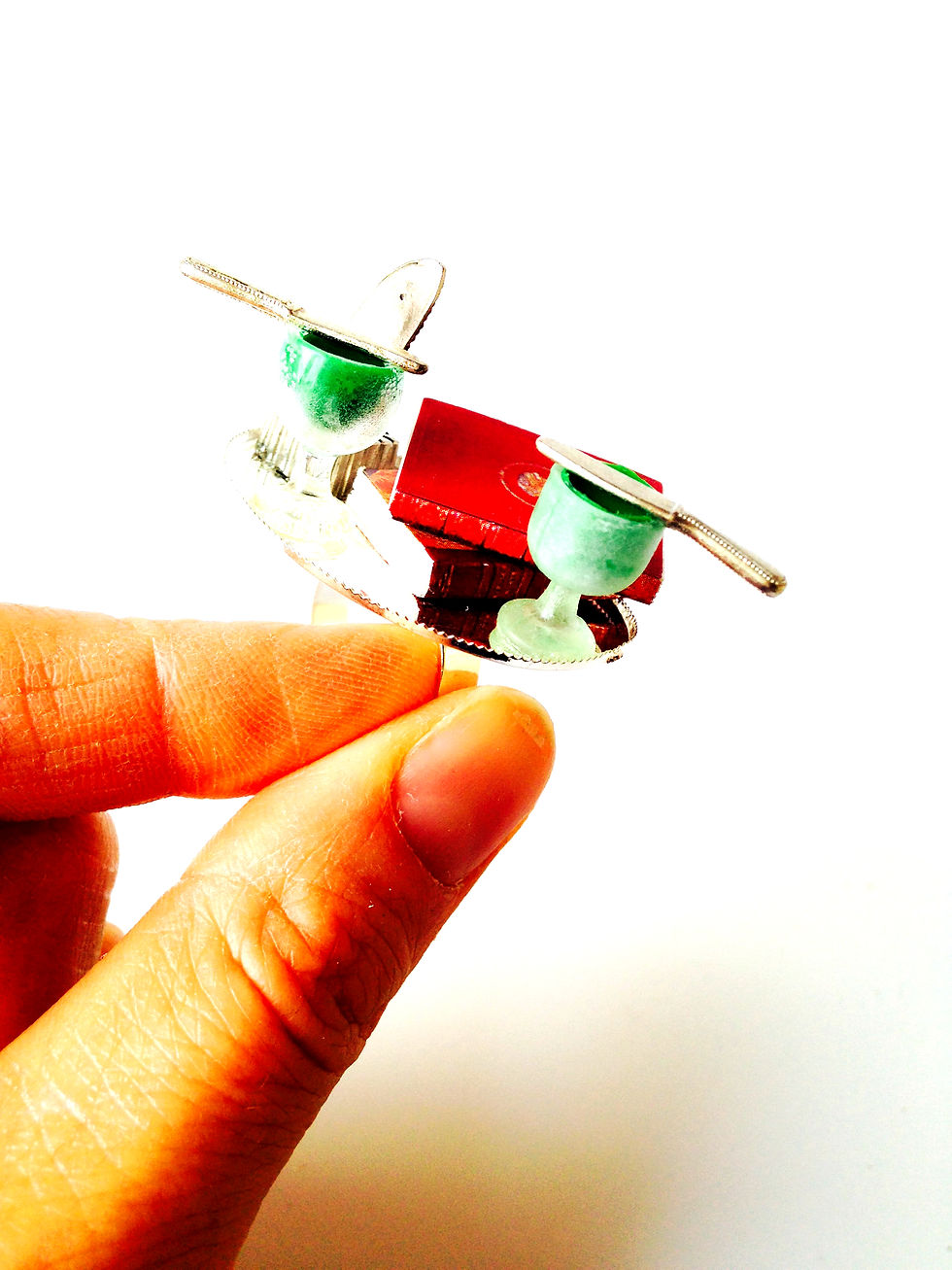 Thumbnail: Bague VERLAINE ET RIMBAUD scène miniature absinthe