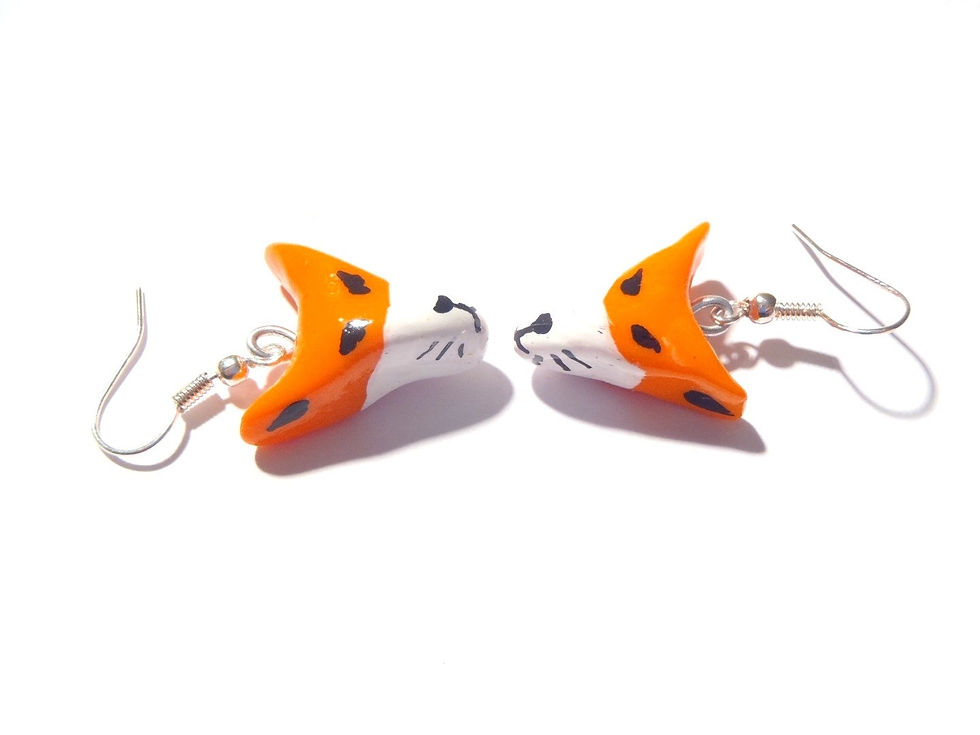 Thumbnail: Boucles d'oreilles Les RENARDEAUX petits renards très mignons pâte polymère