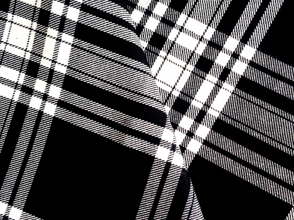 Miniature : TARTAN Menzies medium weight écossais, noir et blanc coupon de 149 x 163 cm
