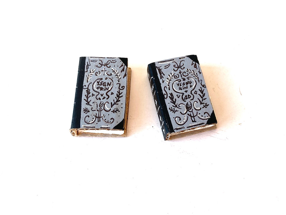 Miniature : Livres miniatures faits main gris et noir lot de 2
