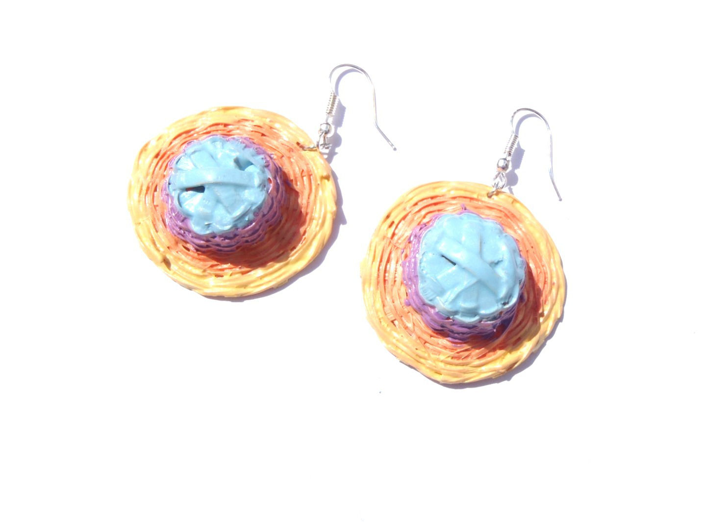 Boucles d'oreilles LES P'TITS CHAPEAUX DE PLAGE, pastels, miniatures
