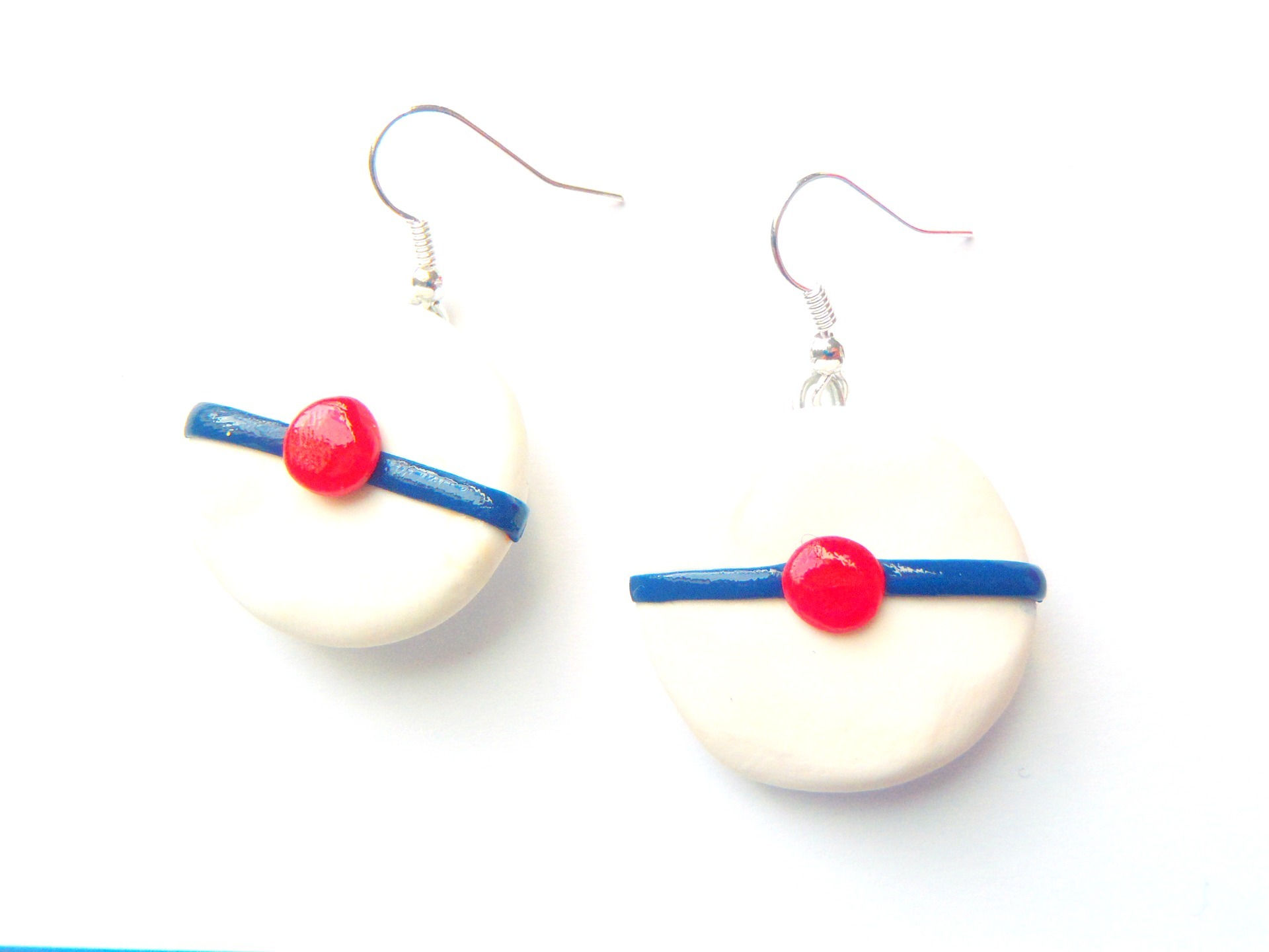 Boucles d'oreilles HELLO, SAILOR !! béret de marin miniature pompon rouge © 2014