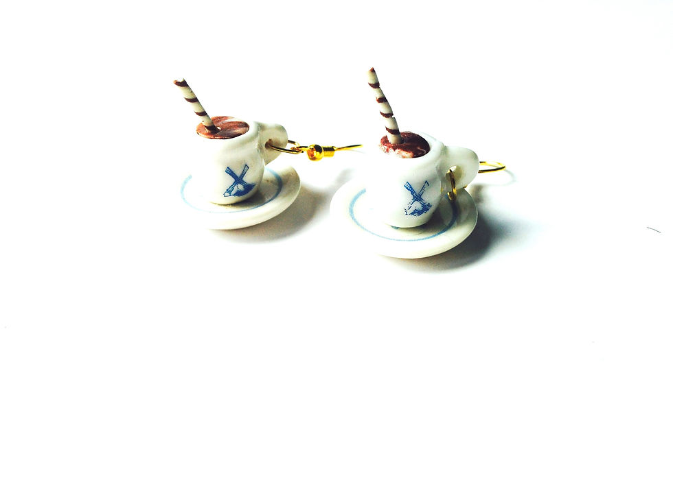 Thumbnail: Boucles d'oreilles HIGH IN AMSTERDAM petites tasses miniatures de chocolat chaud