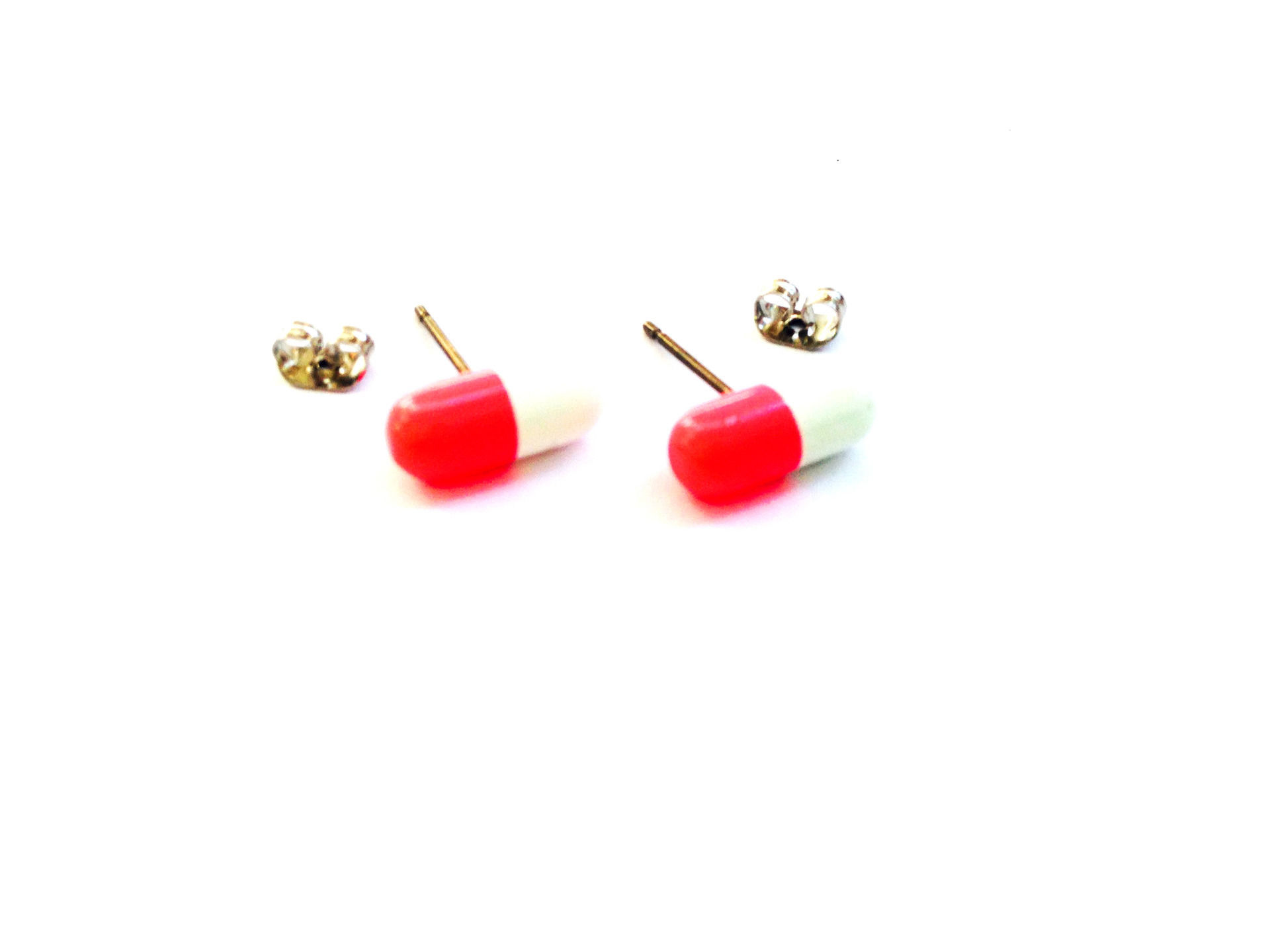 Puces d'oreilles THE HAPPINESS PILLS pilules roses blanc