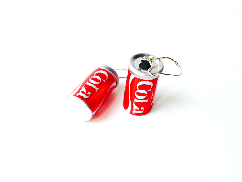 Thumbnail: Boucles d'oreilles LES CANETTES rouges j'ai soif et vous ?