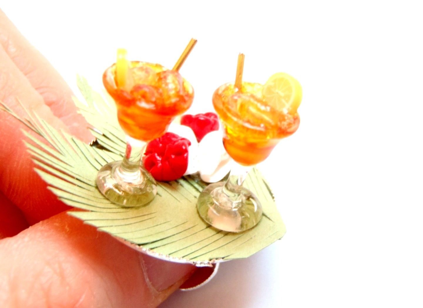 Bague COCKTAIL SOUS LES TROPIQUES mini drinks en verre cocktails Caraibes