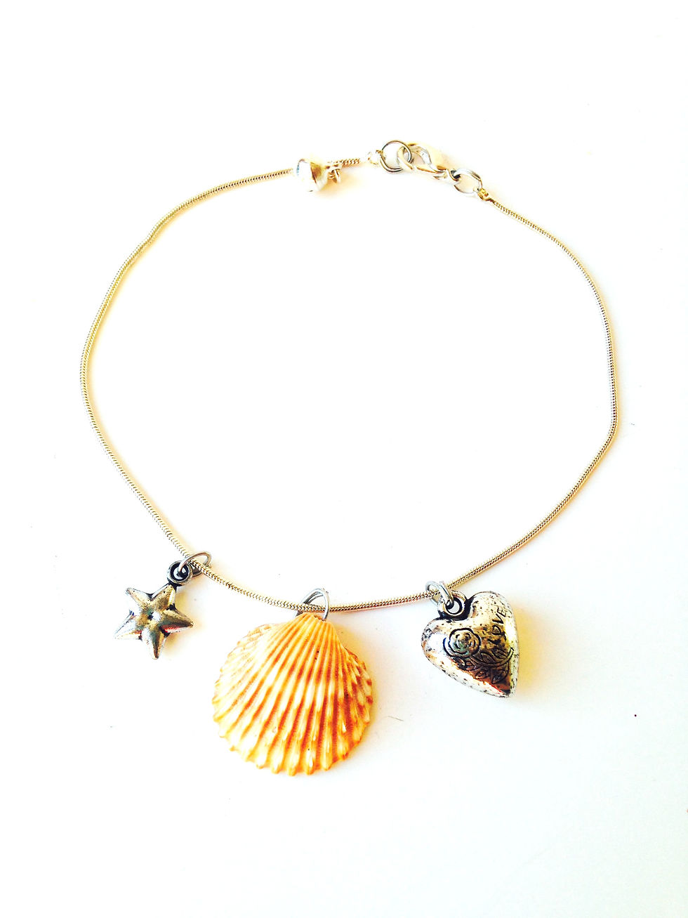 Bracelet de cheville BEACHETTE, coquillage véritable et charms