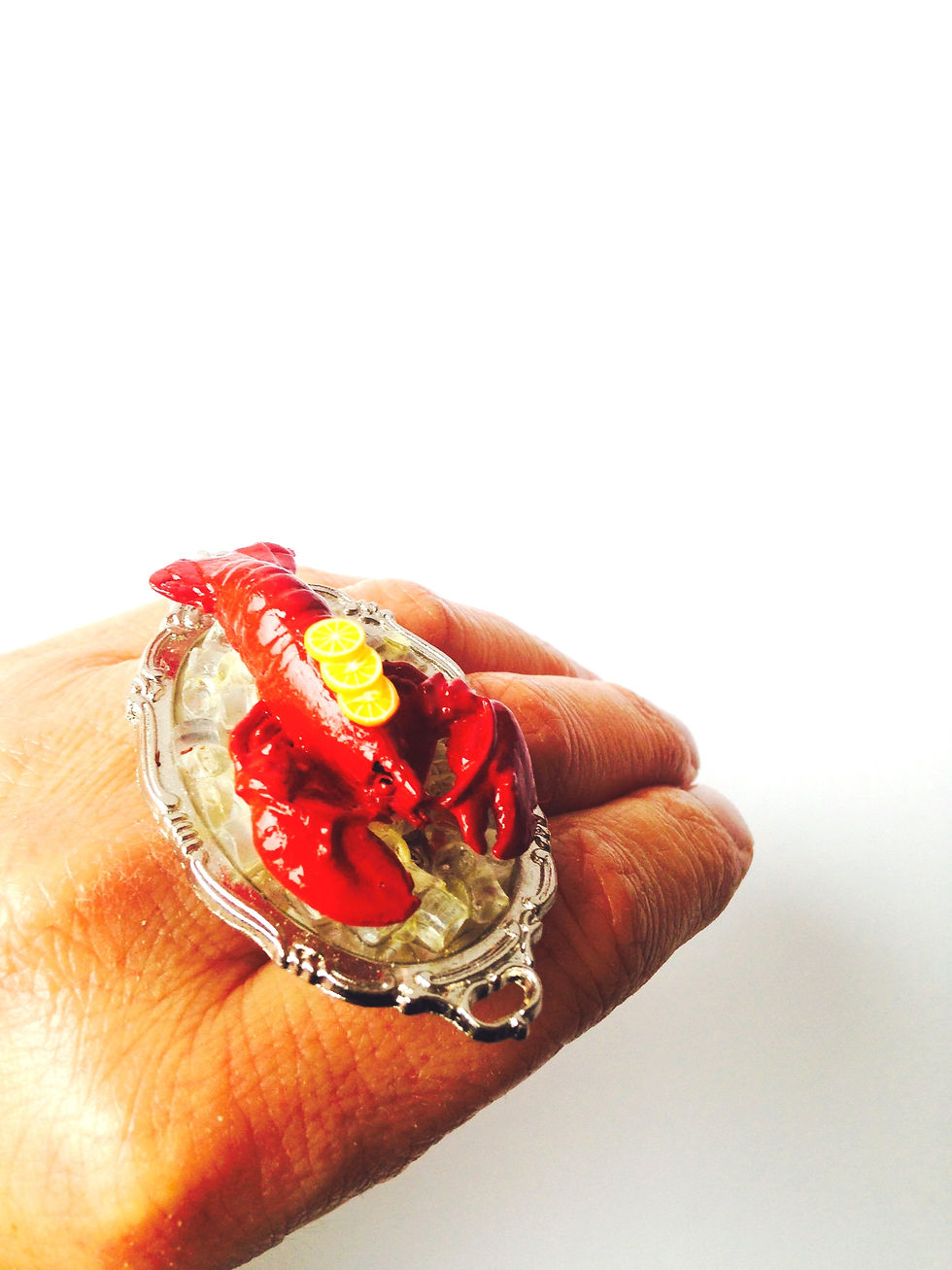 Thumbnail: Bague MON P'TIT HOMARD plat miniature