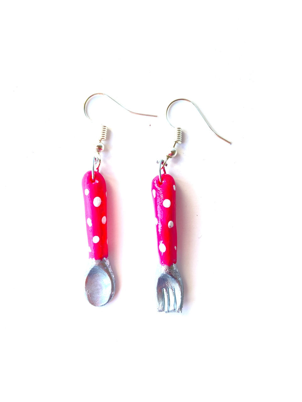 Thumbnail: Boucles d'oreilles BON APPÉTIT couverts miniatures faits main cuiller fourchette