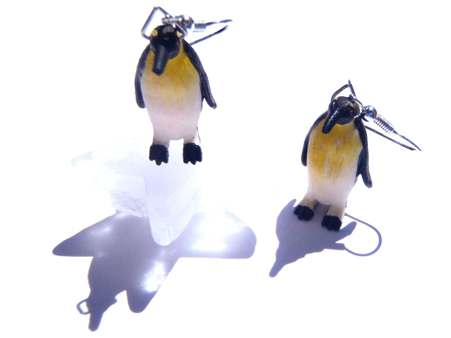 L'ANTARCTIQUE Boucles d'oreilles 2 PINGOUINS SUR LA BANQUISE, miniatures
