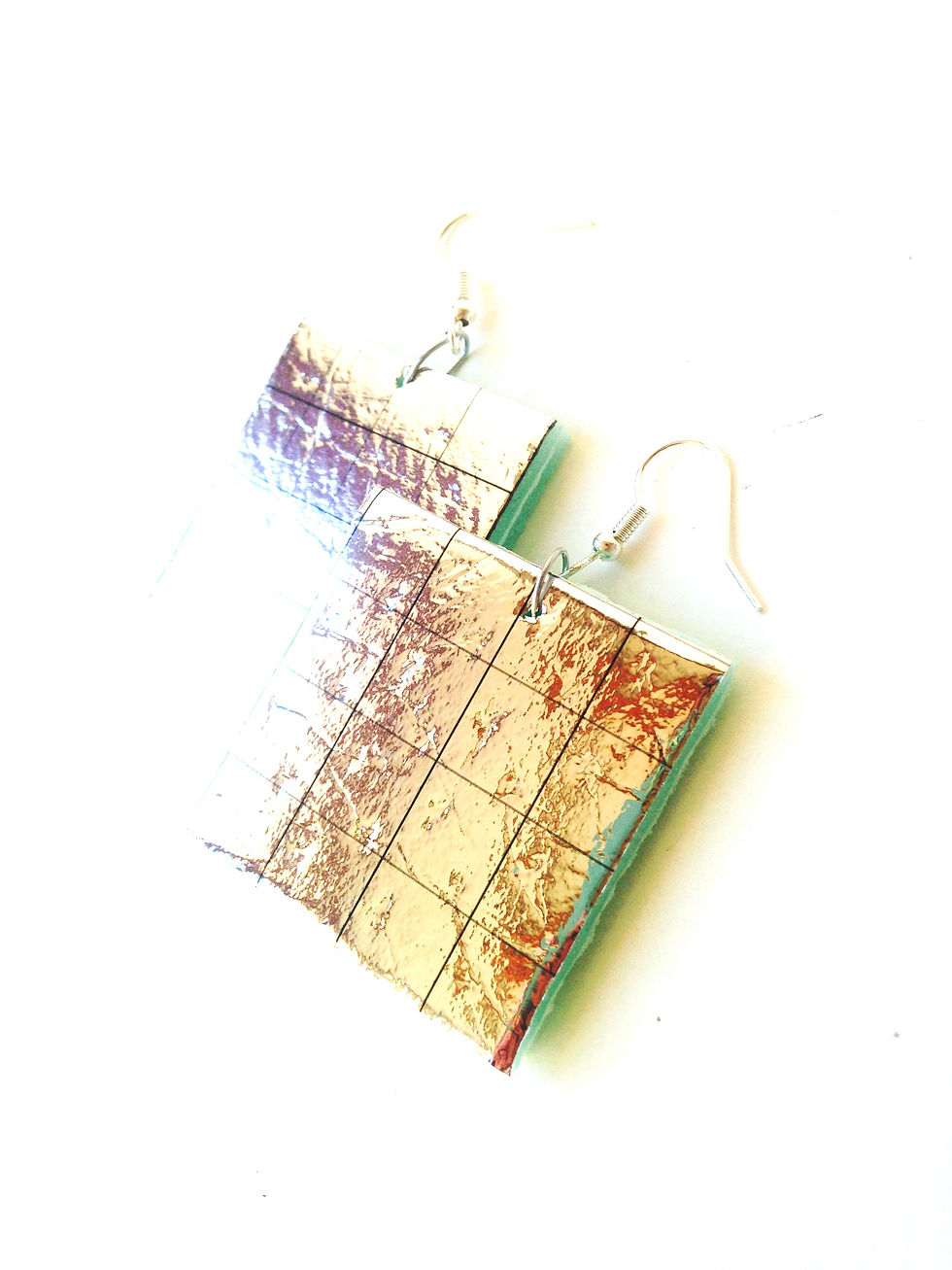 Thumbnail: Boucles d'oreilles Les P'TITS PANNEAUX SOLAIRES, carrés, bijoux fun