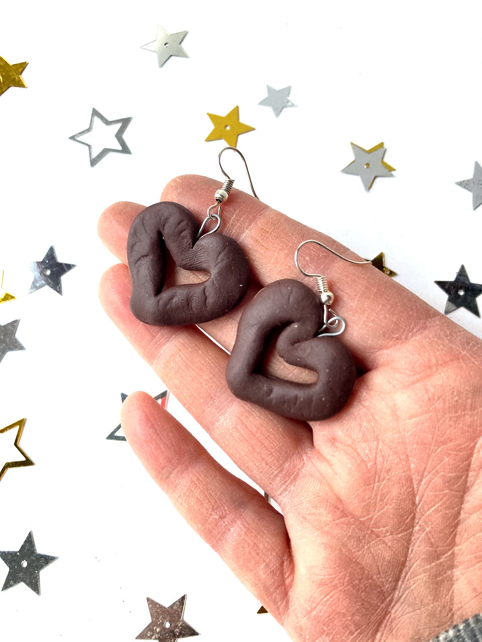 Thumbnail: Boucles d'oreilles SCHOKO LEBKUCHEN pains d'épices enrobés de chocolat