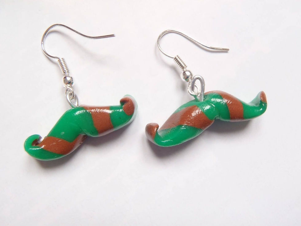 Thumbnail: Boucles d'oreilles MOUSTACHES MENTHE CHOCOLAT