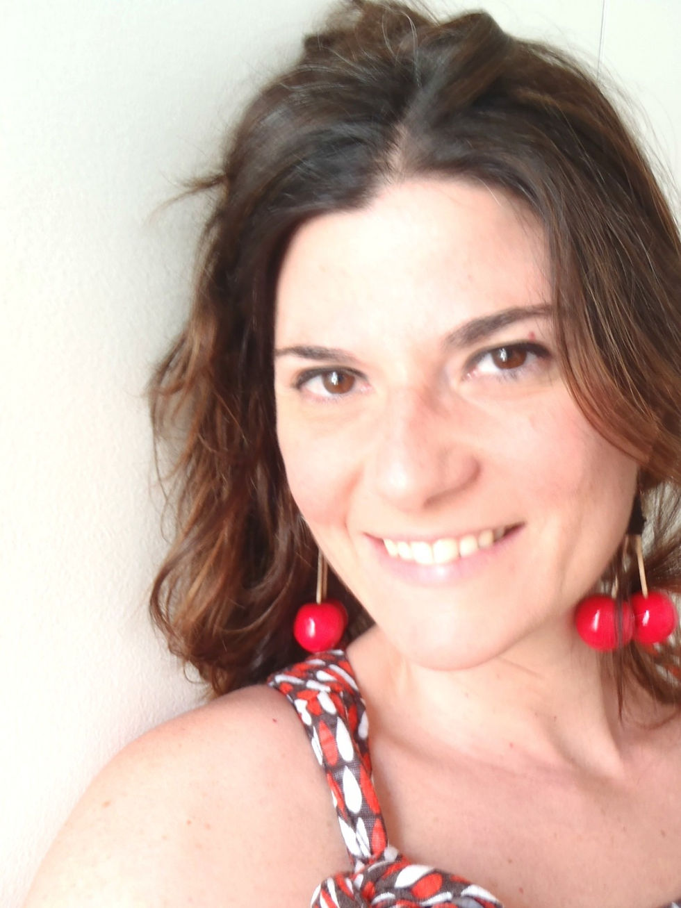 Thumbnail: Boucles d'oreilles BIG CERISES rouges bois cuir fimo