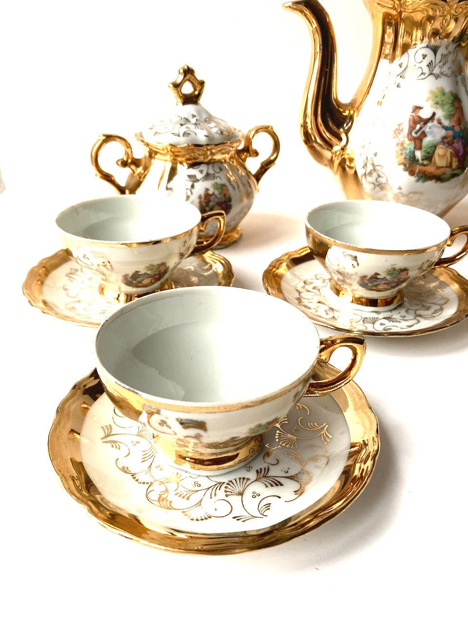 Miniature : Tasse et soucoupe, du service à thé HIGH TEA porcelaine fine italienne doré