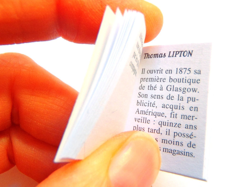 Thumbnail: Bague MINI LIVRE le thé miniature vrai livre avec pages à lire