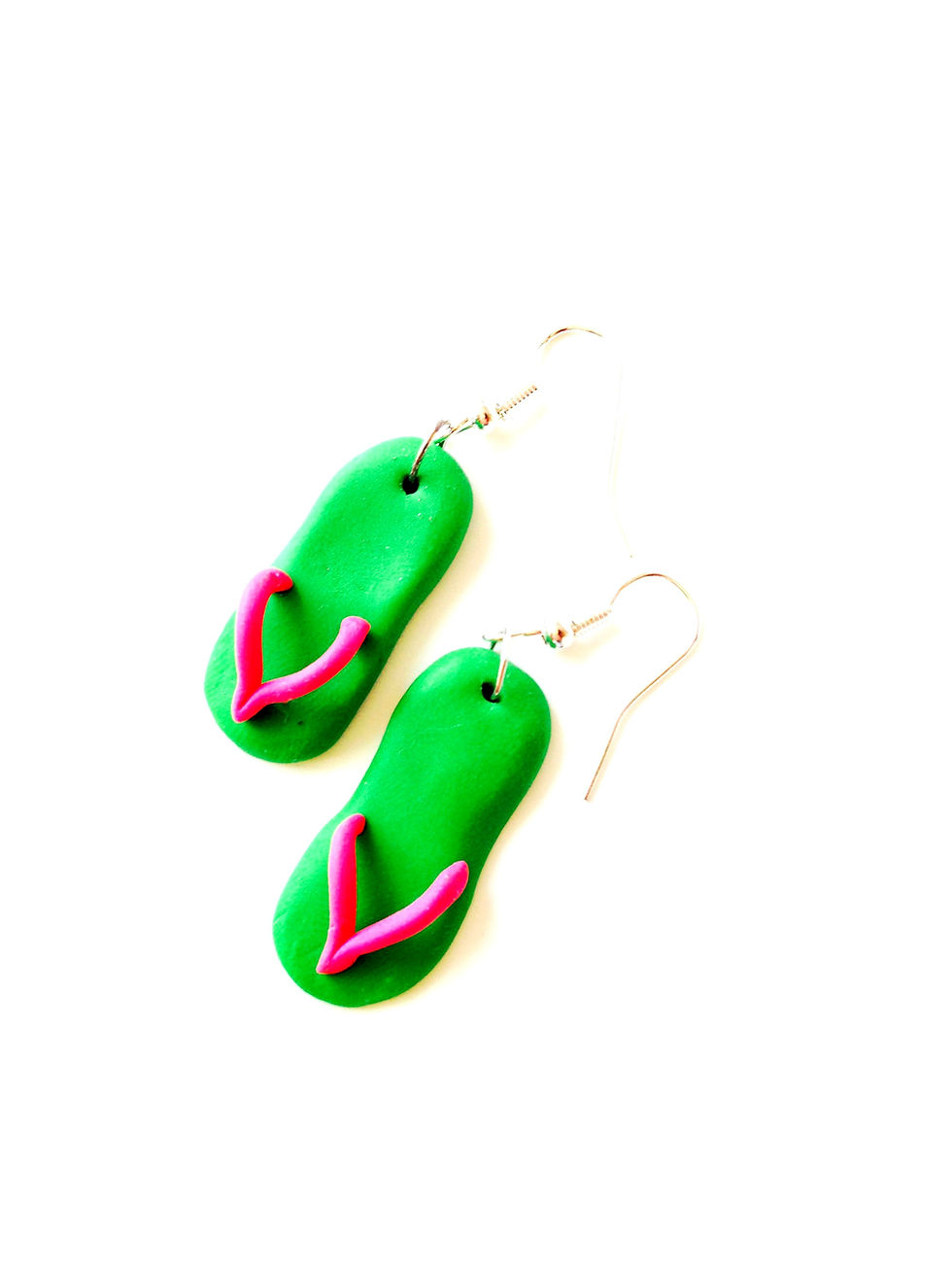 Thumbnail: Boucles d'oreilles LES TONGUETTES tongs miniatures vert rose