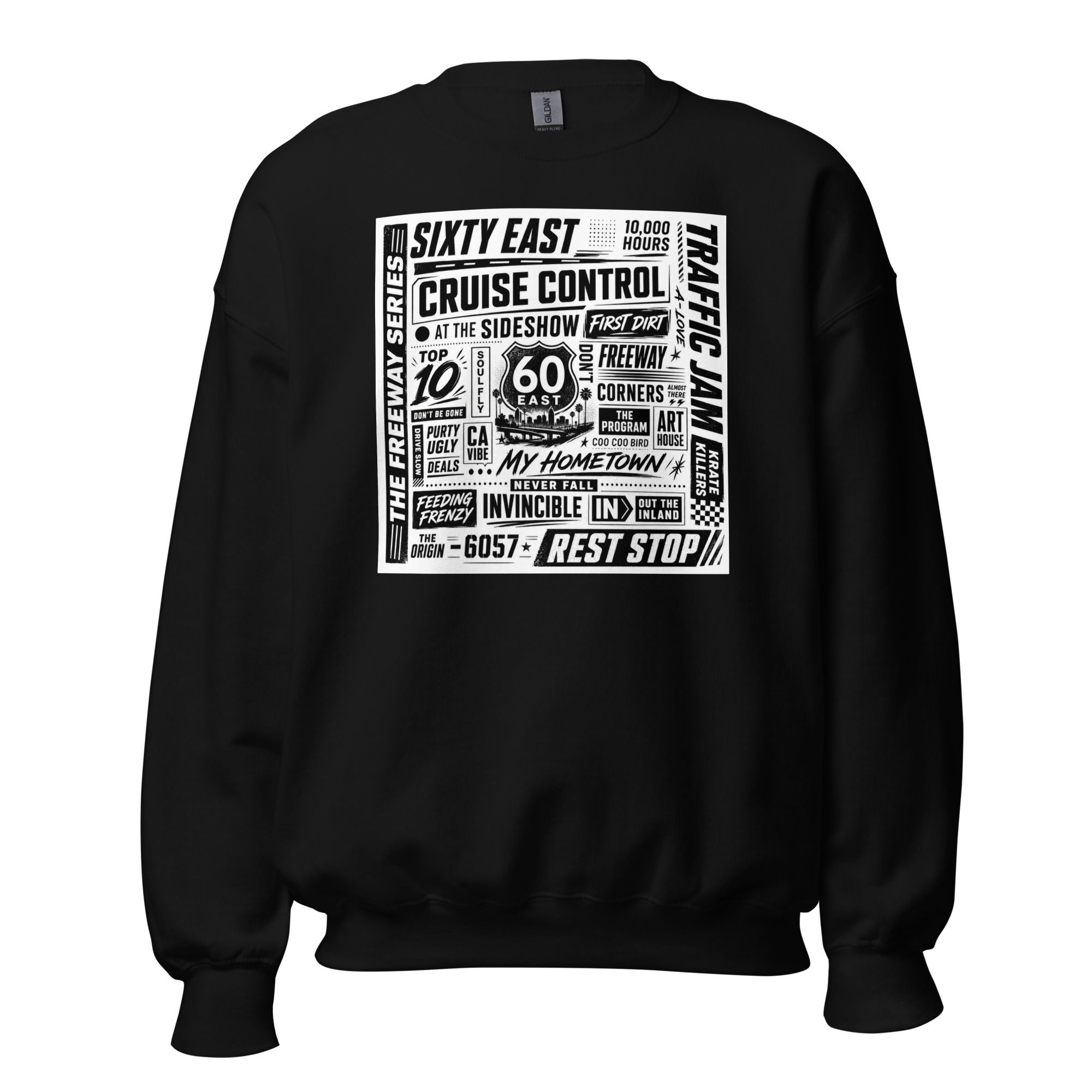 60 East - Freeway Series Typography Collage Crewneck