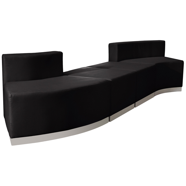 Titan Series Leather Reception Configuration Style "N" 4 Pieces "Black"